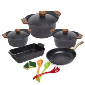 K&I Granit - 13 pcs Set - Pots, Frypan & Roaster - Tools