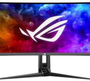 ROG Swift OLED PG49WCD Gaming Monitor ― 49-inch (5120x1440) curved QD-OLED panel, 144 Hz, 0.03 ms, G-SYNC compatible, custom heatsink, uniform brightness and ROG Smart KVM