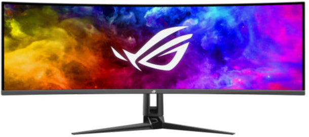ROG Swift OLED PG49WCD Gaming Monitor ― 49-inch (5120x1440) curved QD-OLED panel, 144 Hz, 0.03 ms, G-SYNC compatible, custom heatsink, uniform brightness and ROG Smart KVM