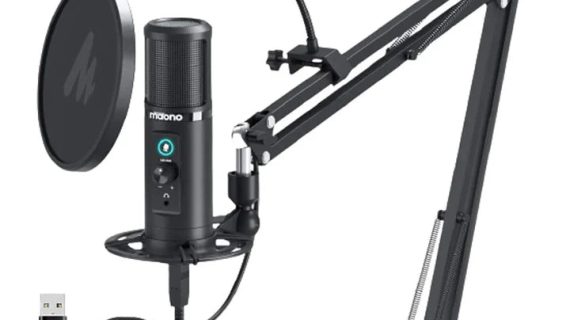 Maonocaster AU-PM422 USB Microphone Stand With Zero Latency Monitoring Professional Cardioid Condenser Microphone- Black - Default Title